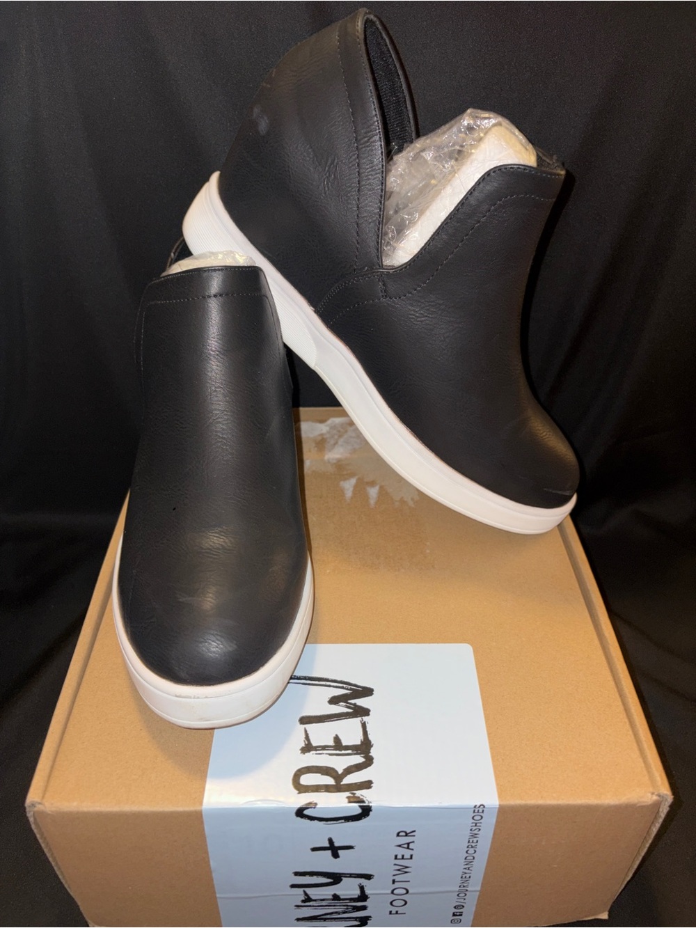 Journee Collection Black Slip-On Sneaker with White Sole, Cardi
